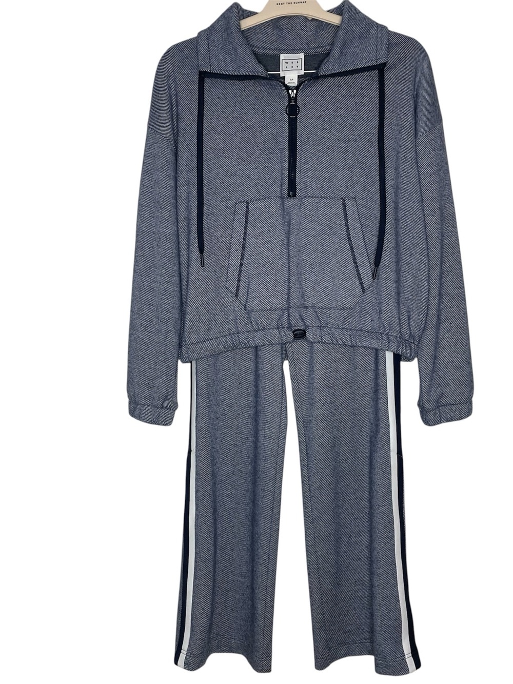 Wesley Hoodie Track Pants Set Striped Sweatshirt Blue White Size Small